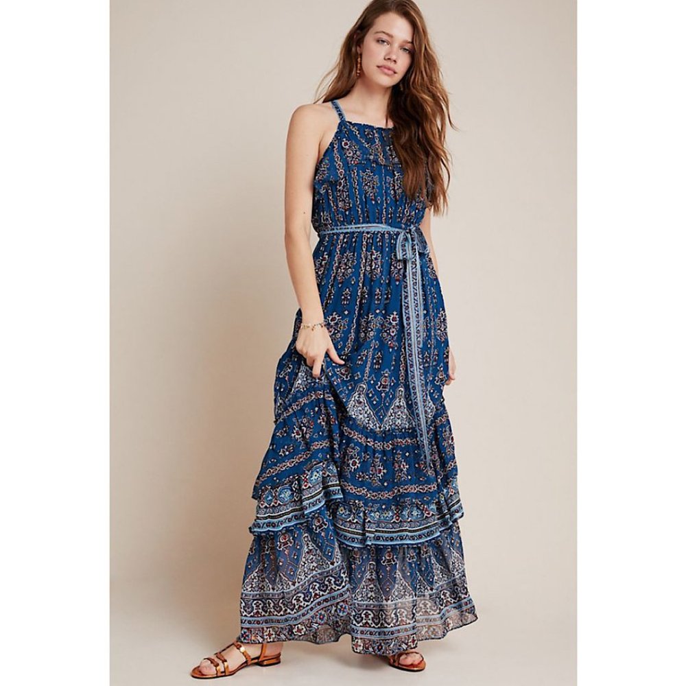 NWT Sasha Ruffled Maxi Dress by Anthropologie